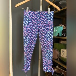 Lilly Pulitzer Leggings Luxletic Weekender Crop Royal Purple Toe in Pineapples